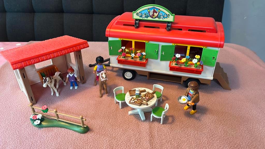 Paarden caravan playmobil country, Ophalen, Gebruikt