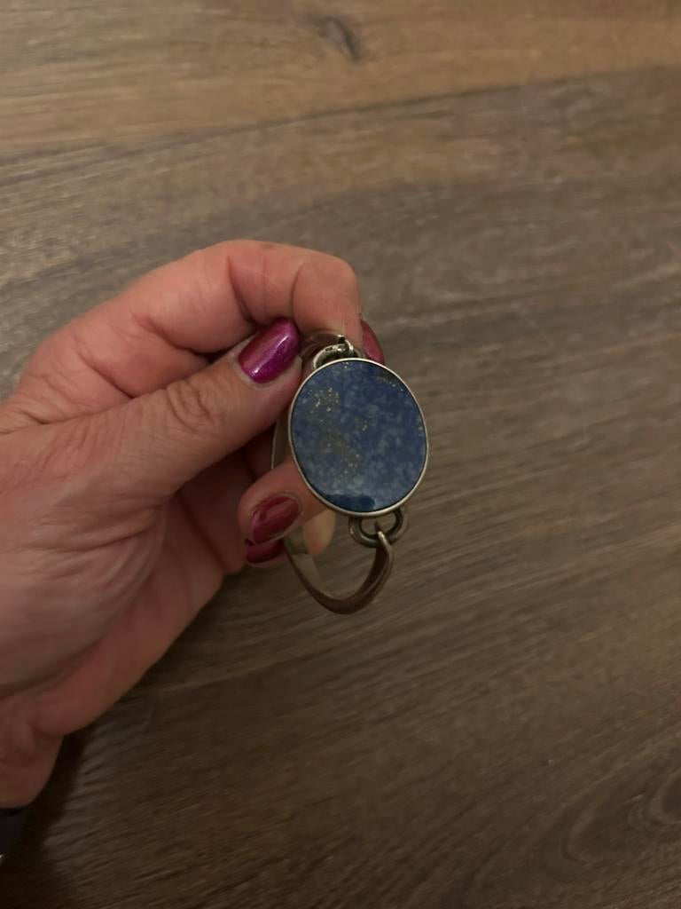 Zilveren Armband met Lapis Lazuli Steen: € 40, Gebruikt, Blauw, Ophalen of Verzenden, Met edelsteen