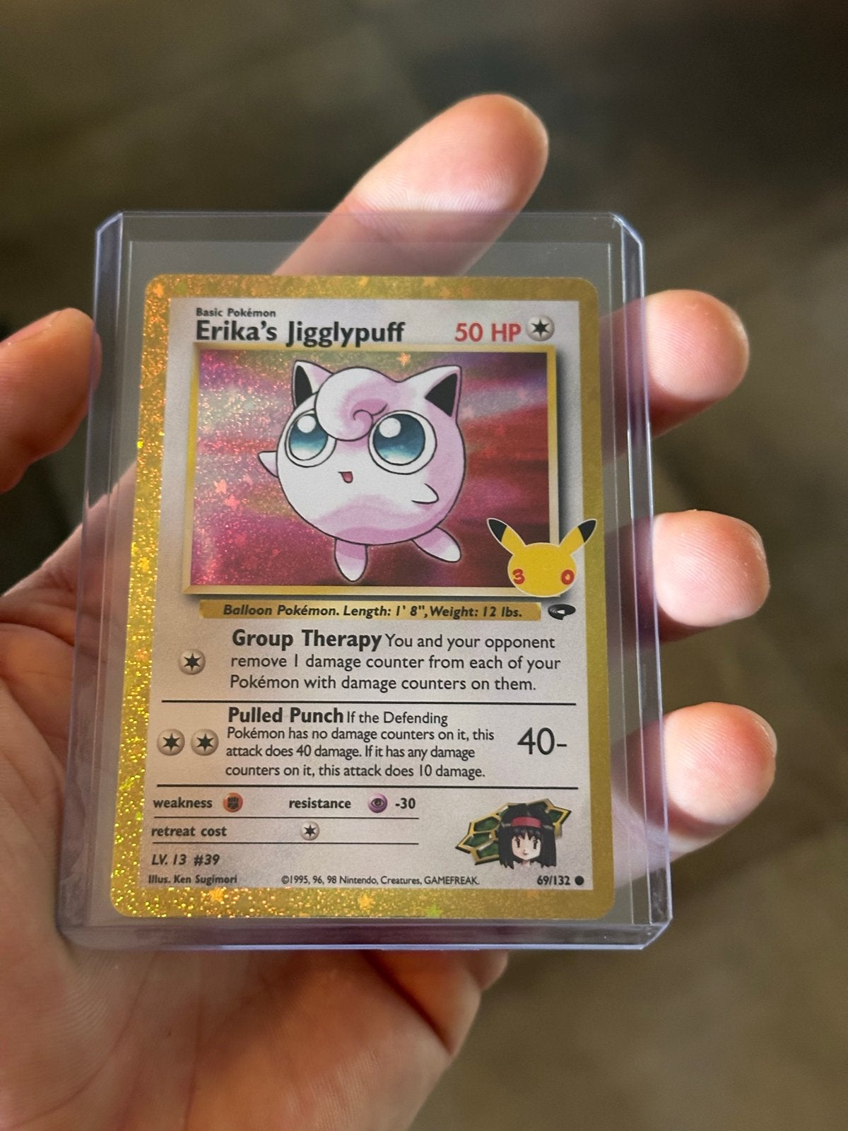 Erika's Jigglypuff Pokémon kaart Celebrations, Ophalen of Verzenden, Zo goed als nieuw, Losse kaart