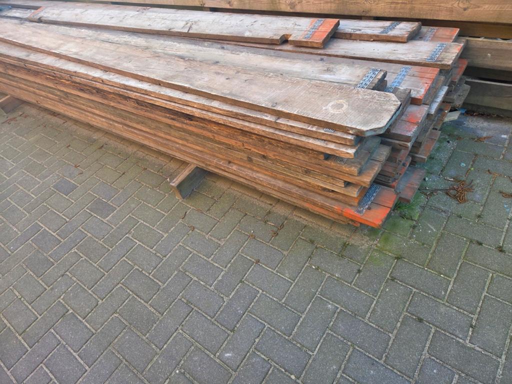 Gebruikte steigerplanken 5 meter, Doe-het-zelf en Verbouw, Gebruikt, Ophalen of Verzenden, Plank, Steigerhout