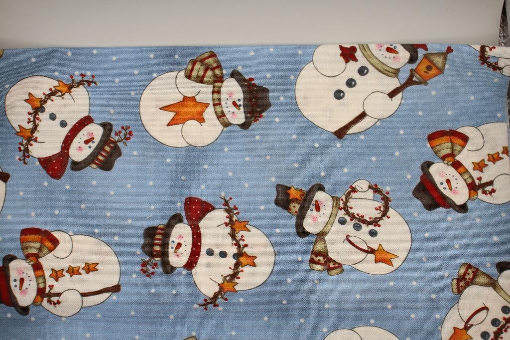 Coupon quilt 100% katoen stof - blauw sneeuwpop kerst #4007, Blauw, Nieuw, Ophalen of Verzenden, 30 tot 120 cm