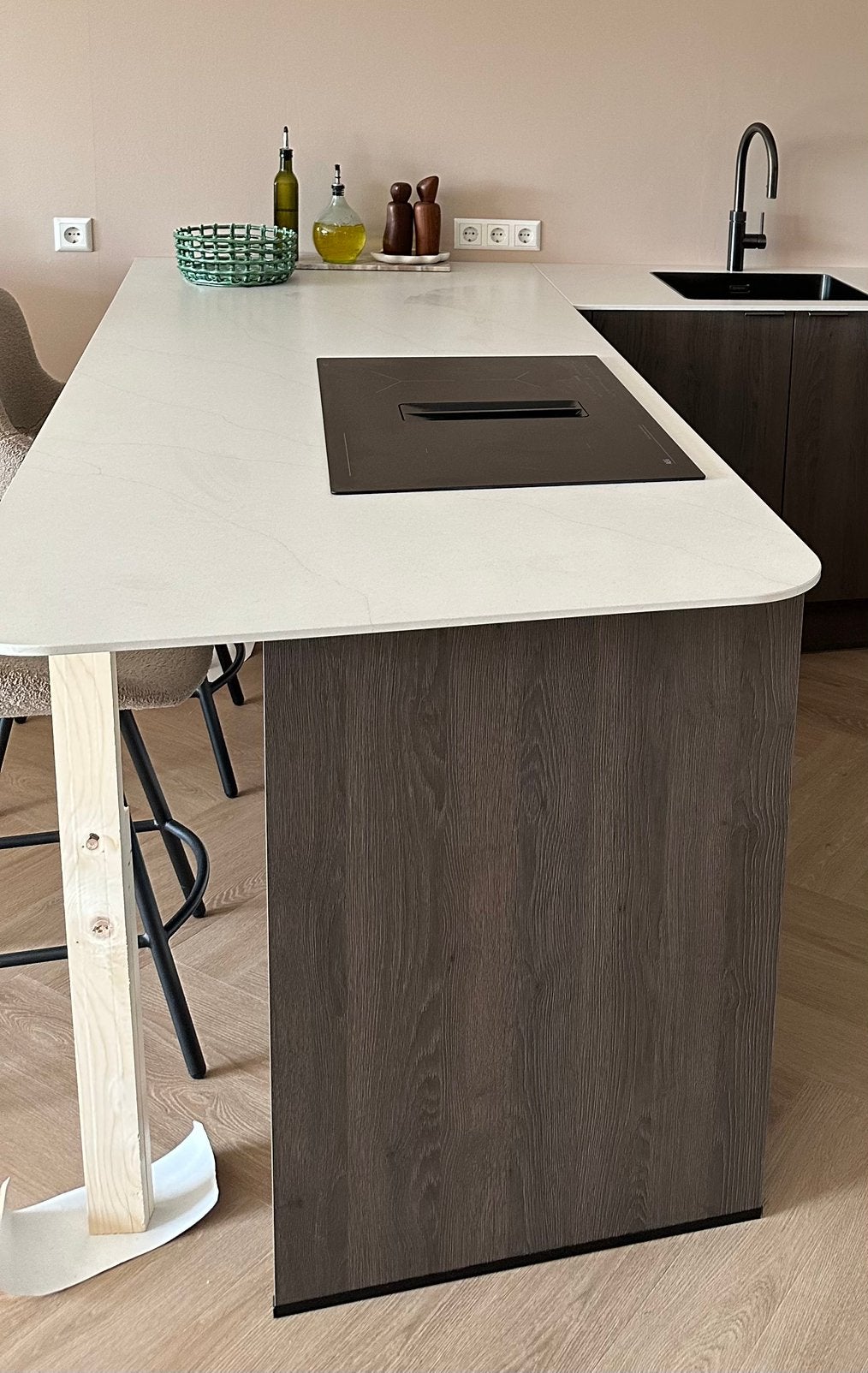 Stenen werkblad keuken wit Dekker Cosmolite White Teti Grain, Huis en Inrichting, Keuken | Keukenelementen, Ophalen, Zo goed als nieuw