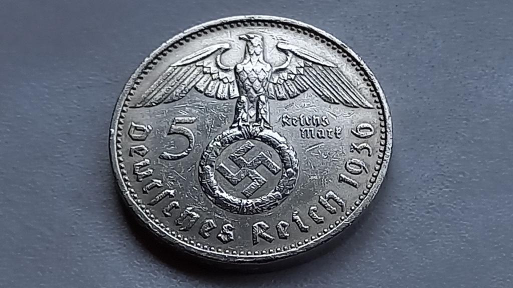 WO2 5 Reichsmark 1936F zilver nazi duitsland, Ophalen of Verzenden, Duitsland, Losse munt, Zilver