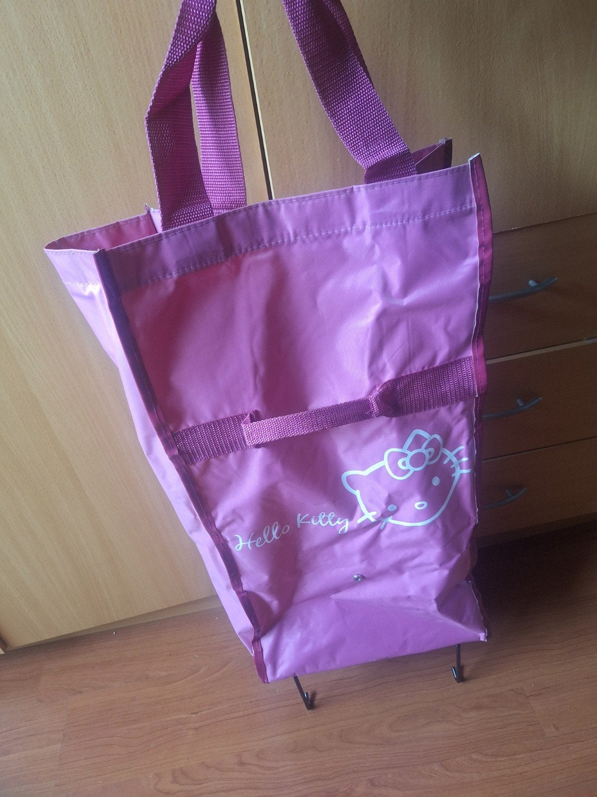 Hello Kitty Trolley Tas met Uitklapbare Wieltjes, Ophalen of Verzenden, Gebruikt, Paars, Shopper