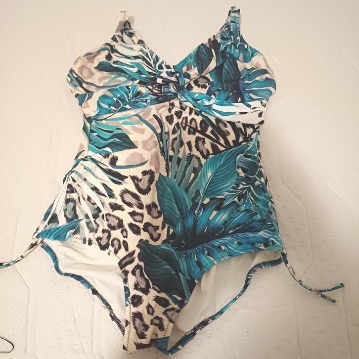 Annadiva badpak E80 - Tropische print met dierenprint, Kleding | Dames, Meerkleurig, Kabini oasis fantasie, Badpak, Ophalen of Verzenden