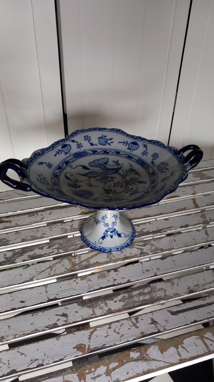 Antieke porseleinen Meissen fruitschaal met blauw decor, Antiek en Kunst, Ophalen of Verzenden