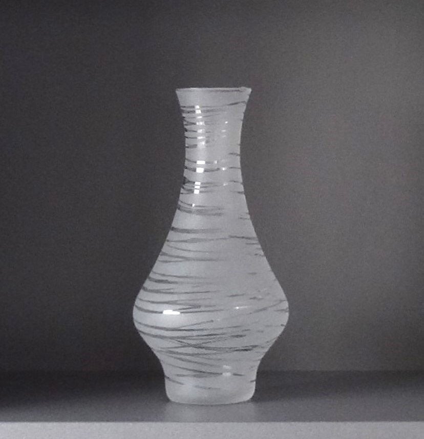 Glazen vaas “zebra”, combinatie helder en gematteerd glas, Antiek en Kunst, Ophalen of Verzenden