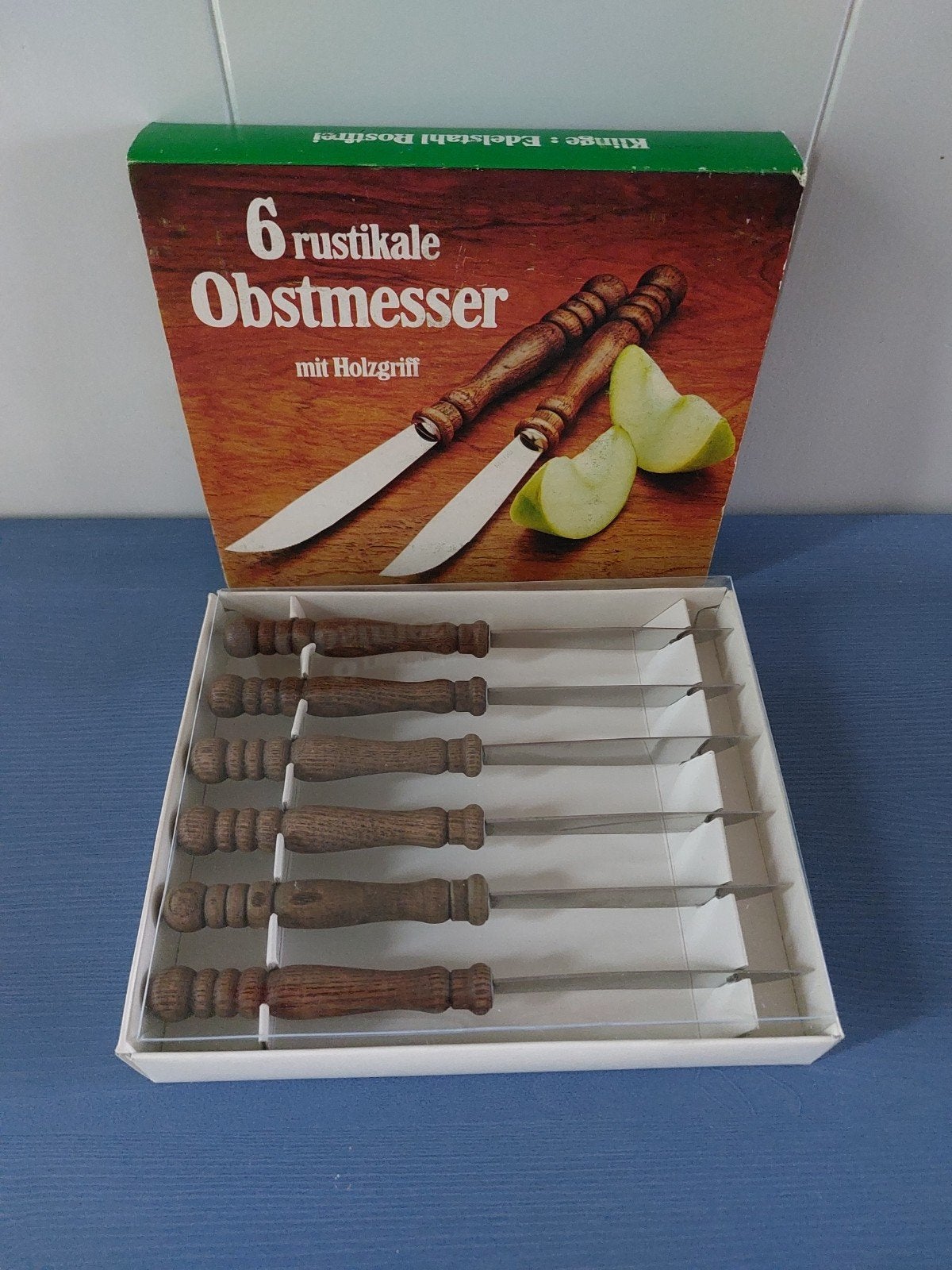 Vintage Duitse fruitmessen houten handgrepen jaren 70, Huis en Inrichting, Bestekset, Nieuw, Ophalen of Verzenden, Messenset