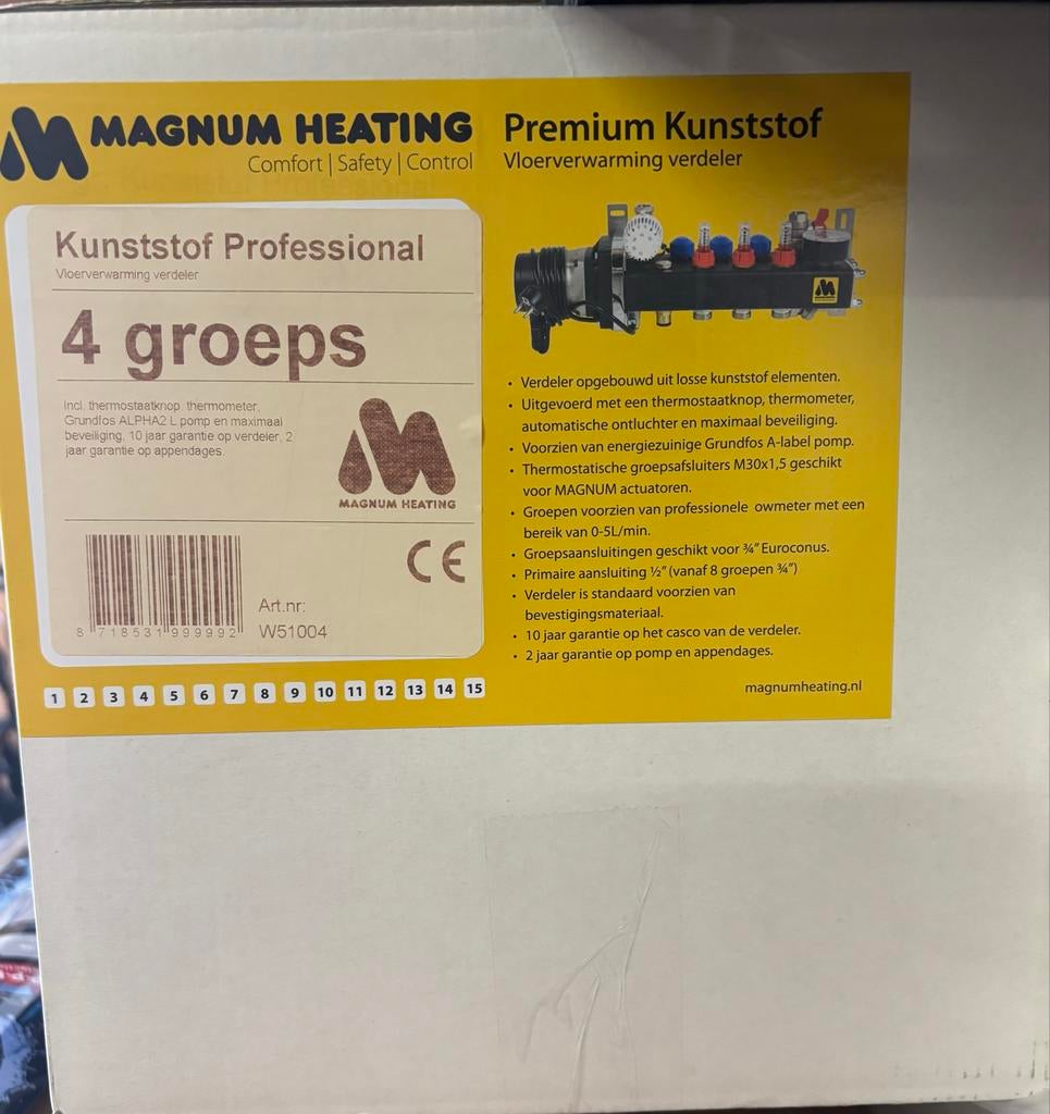 Magnum Vloerverwarming verdeler 4-groeps, Ophalen, Minder dan 30 cm, Overige typen, Nieuw