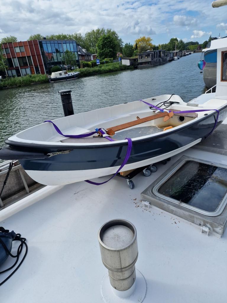 Noorse roeiboot 320 met roeispanen en dollen, Ophalen, Gebruikt, Roeidollen, Polyester