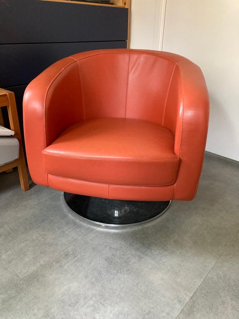 oranje draaistoel, Ophalen, Gebruikt, Overige kleuren, Leer