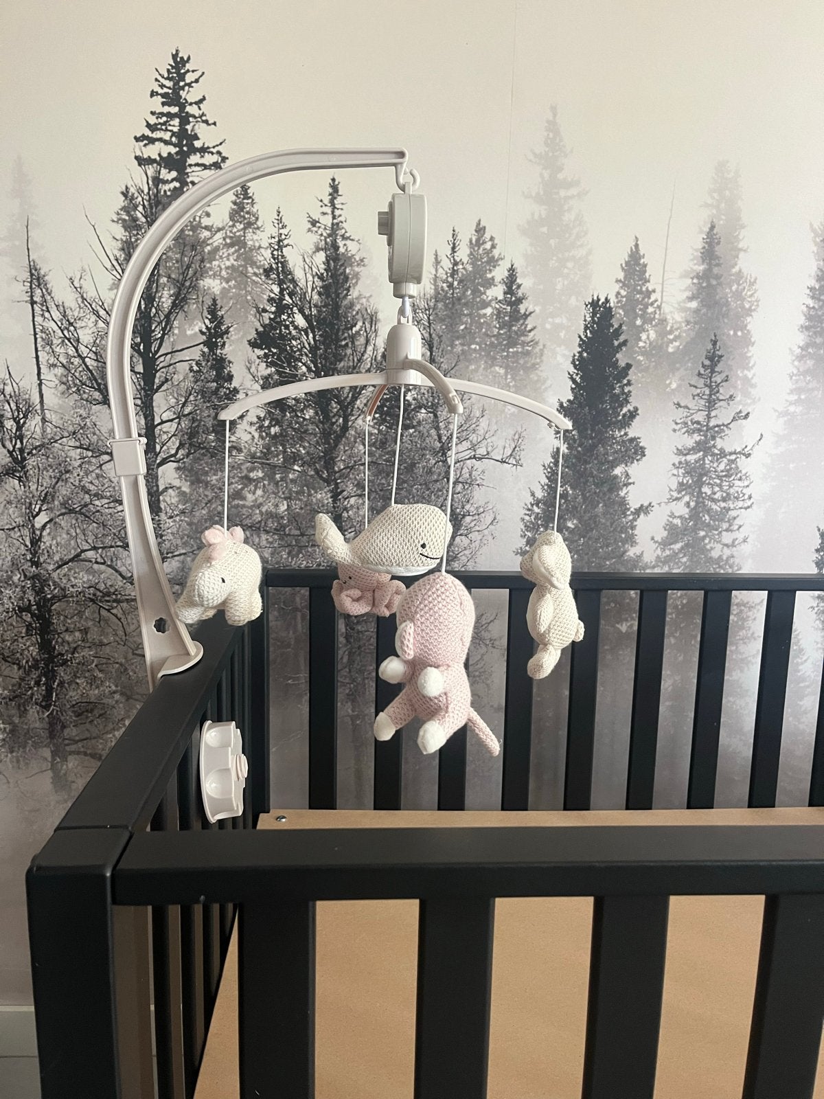 Muzikale Mobiel met Gehaakte Dieren voor Babybedje, Ophalen, Zo goed als nieuw, Mobiel, Met geluid