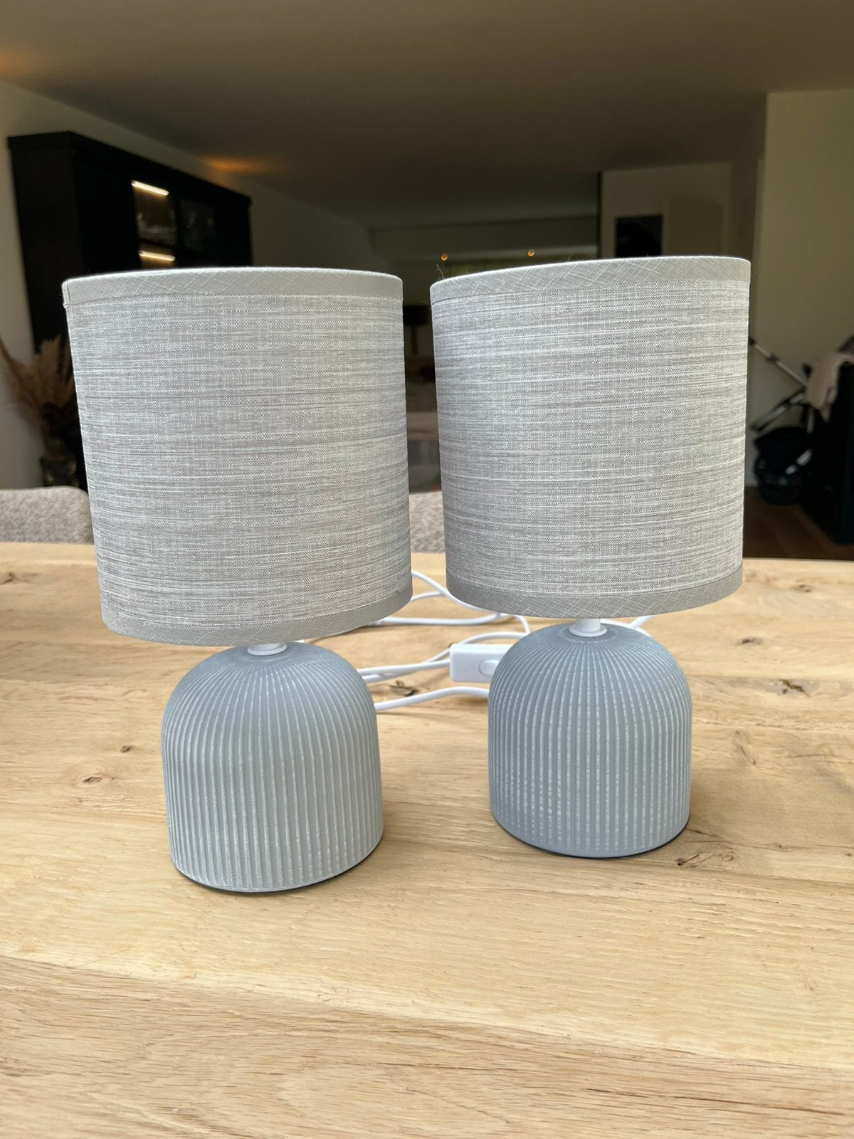 Twee lampen light grey, Ophalen, Zo goed als nieuw, Rond