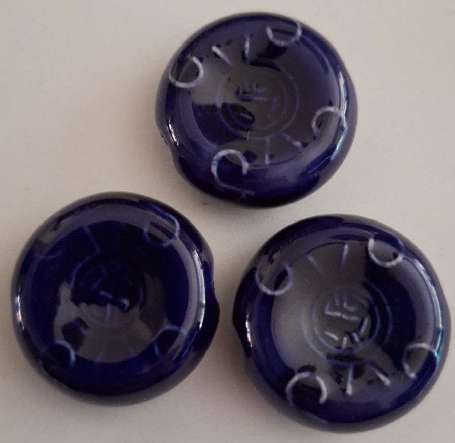 Grote blauwe bewerkte porceleinen kralen 25 mm, Verzenden, Nieuw, Kraal