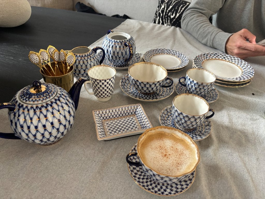 Orgineel Lomonosov cobalt servies set, Ophalen of Verzenden