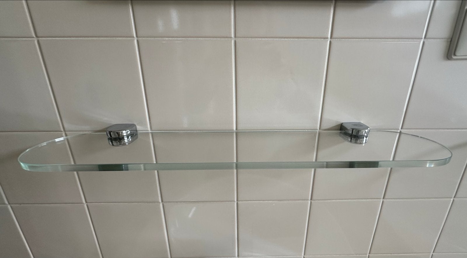 Glazen plankje / planchet met chromen houders - nog 1 over!, Ophalen, Gebruikt