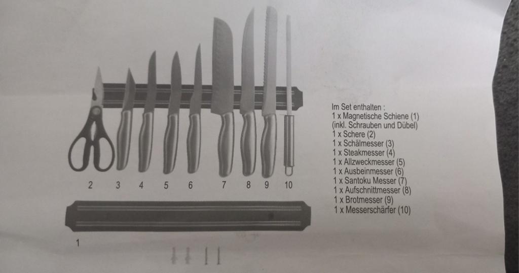 Nieuwe 10-delige messenset Magnani met magnetische strip, Overige typen, Ophalen of Verzenden, Metaal, Overige merken