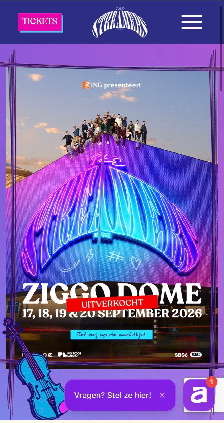 5 tickets voor de streamers 17 september, Drie personen of meer, Oktober