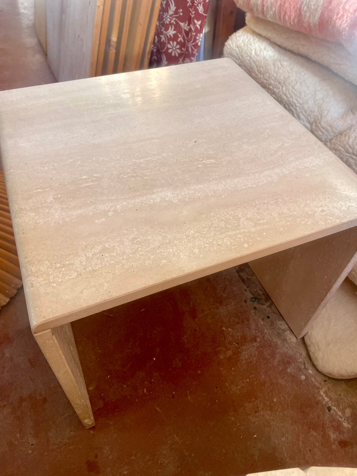 Originele vintage travertib italiaans design salontafel, Ophalen, 100 tot 150 cm, 50 tot 100 cm, Zo goed als nieuw