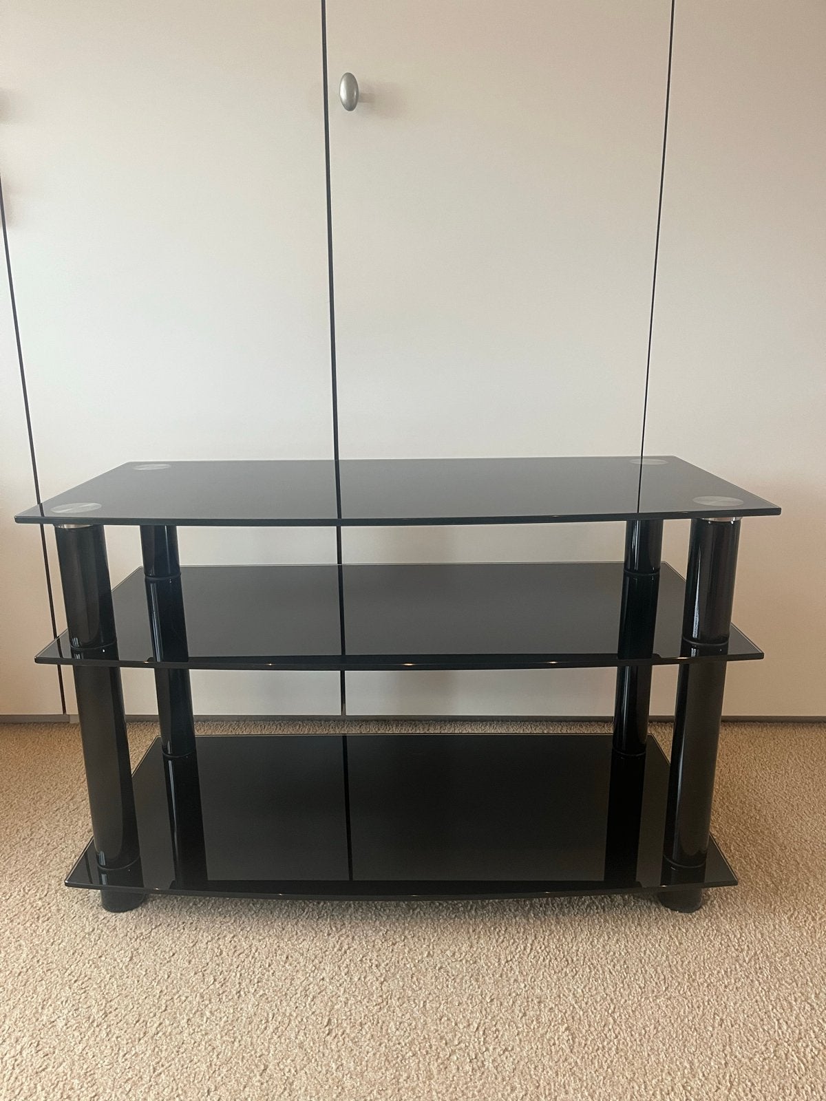 Zwart glazen tv meubel - 80x40x50 cm, Ophalen, 50 tot 100 cm, Minder dan 100 cm, Modern