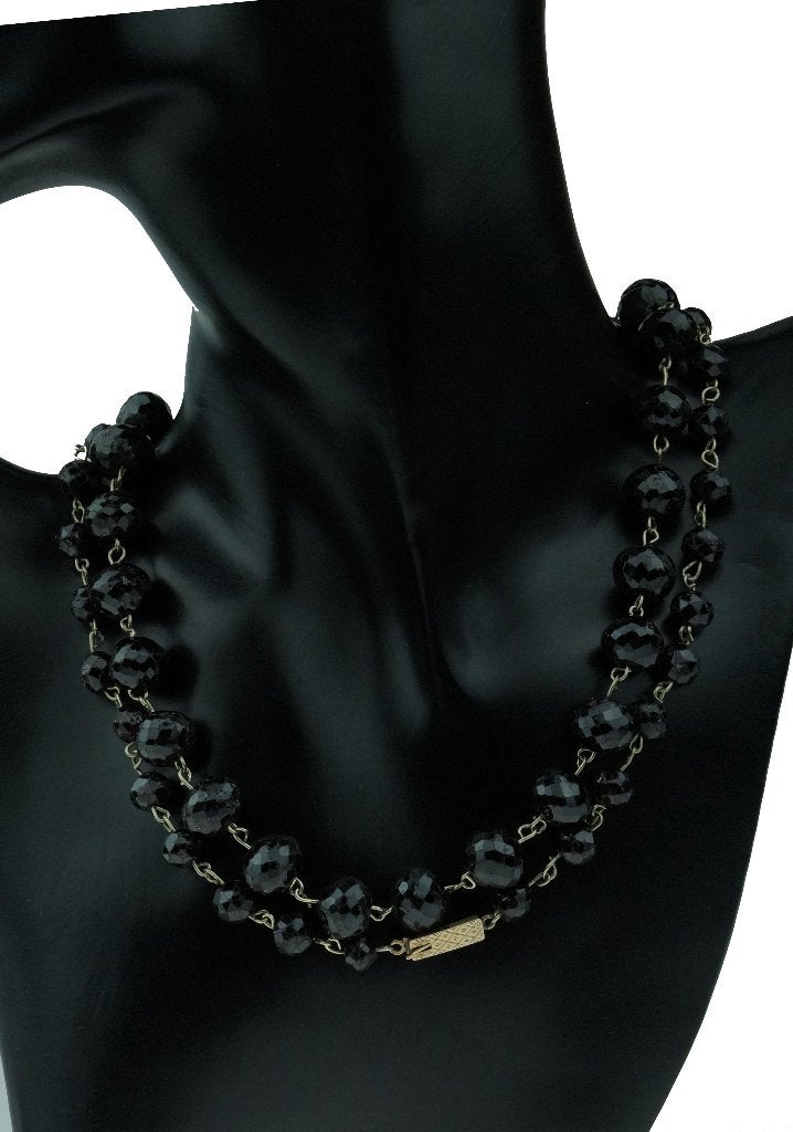 Granaat antieke ketting 14k slot goud fraai vintage zilver, Ophalen of Verzenden, Goud, Ketting, Met edelsteen