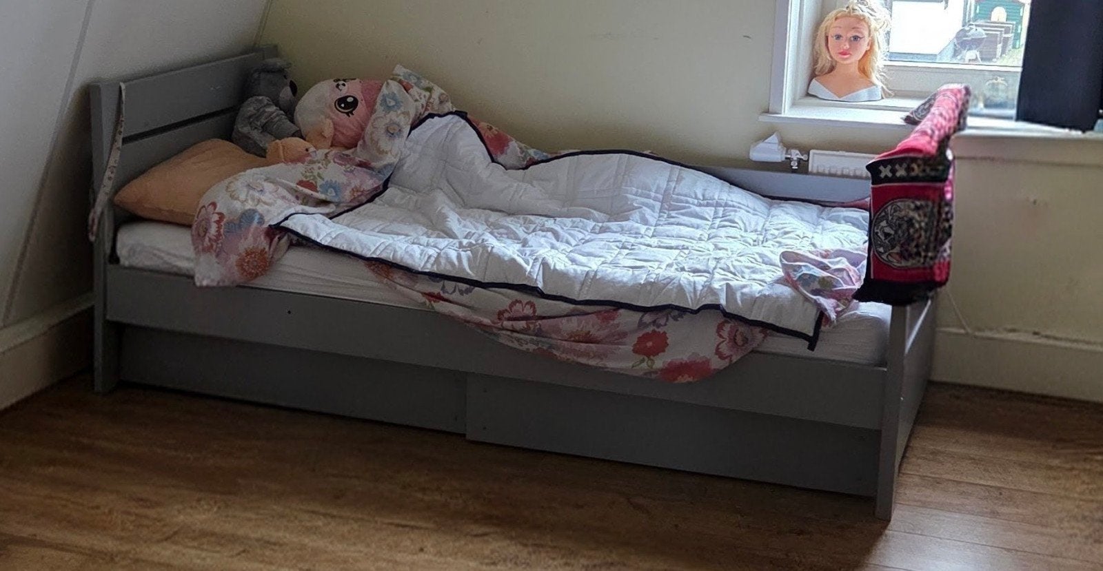 Bed 90x200 met 2 lades, Ophalen, Gebruikt, 90 cm, Eenpersoons