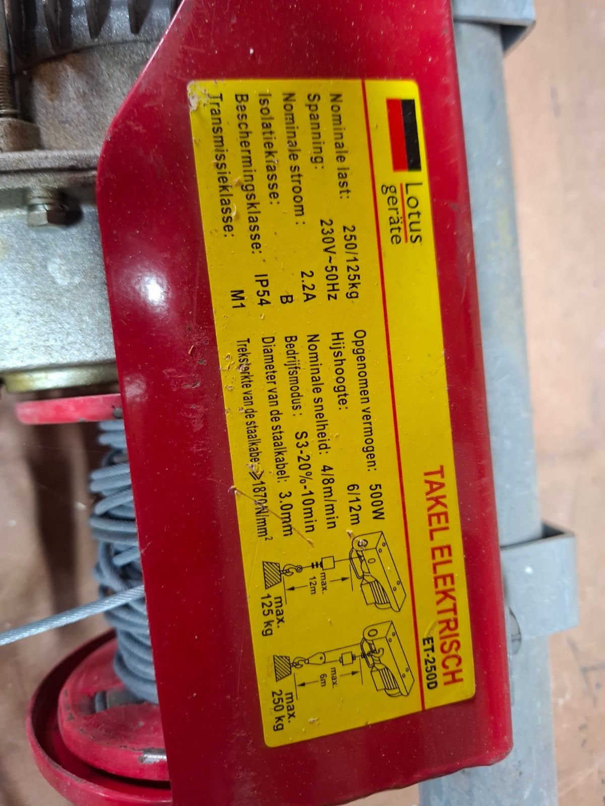 Lotus Takel Elektrisch ET-2500 - 250/125kg, Ophalen