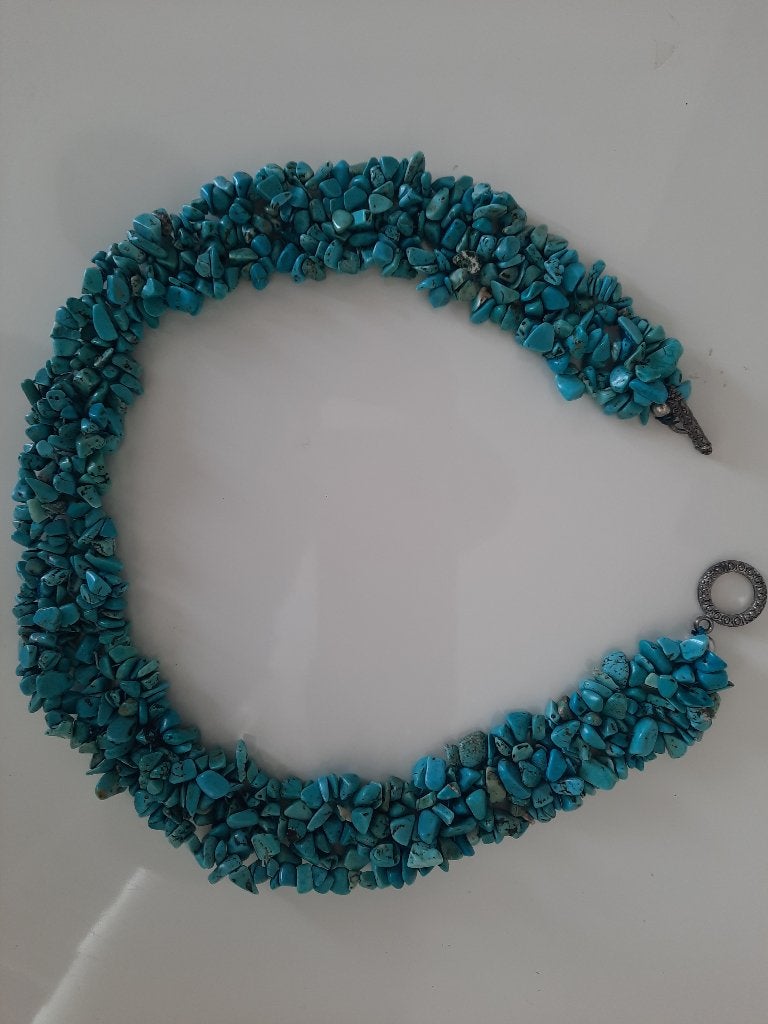 Turquoise ketting met edelsteen, Sieraden, Tassen en Uiterlijk, Kettingen, Blauw, Nieuw, Ophalen of Verzenden, Steen of Mineraal