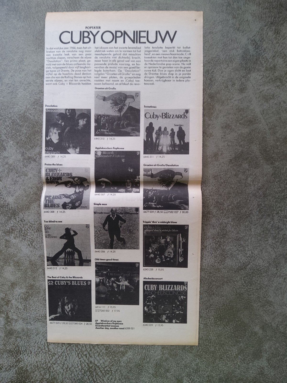Cuby and the Blizzards, Ophalen of Verzenden, Zo goed als nieuw, Boek, Tijdschrift of Artikel