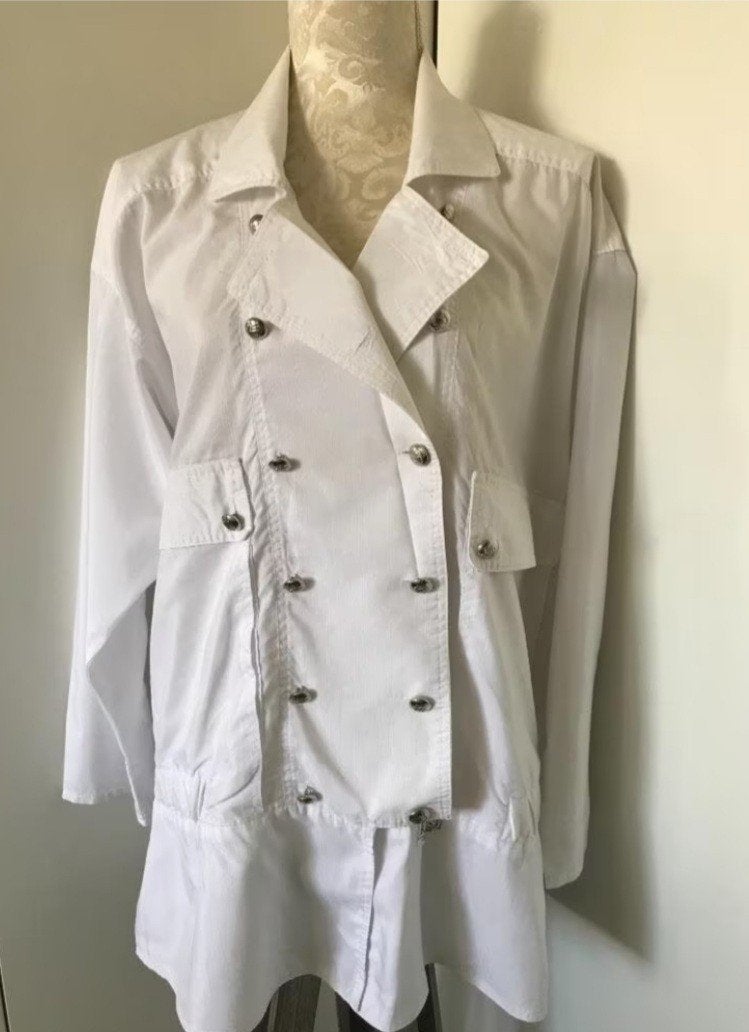 Witte Jaren 80 Oversized Blouse, Ophalen of Verzenden, Zo goed als nieuw, Maat 38/40 (M), Wit