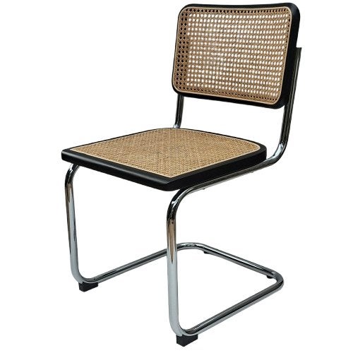 12x Thonet stijl Cesca Breuer buisframe stoel rotan webbing, Hout, Zwart, Bauhaus Japandi Scandinavisch vintage design, Nieuw