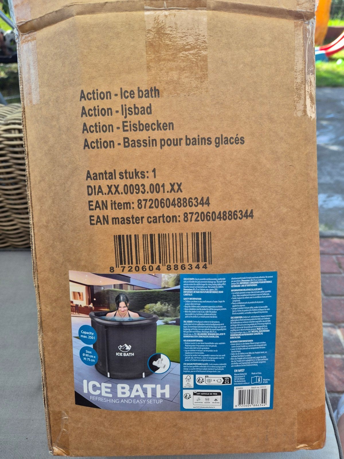 Nieuw Action ijsbad, Tuin en Terras, Zwembaden, Minder dan 80 cm, Opblaaszwembad, Rond, Nieuw