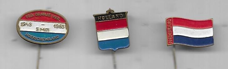 3 X NEDERLAND HOLLAND ROOD WIT BLAUWE SPELDEN, Ophalen of Verzenden, Gebruikt, Overige onderwerpen, Speldje of Pin