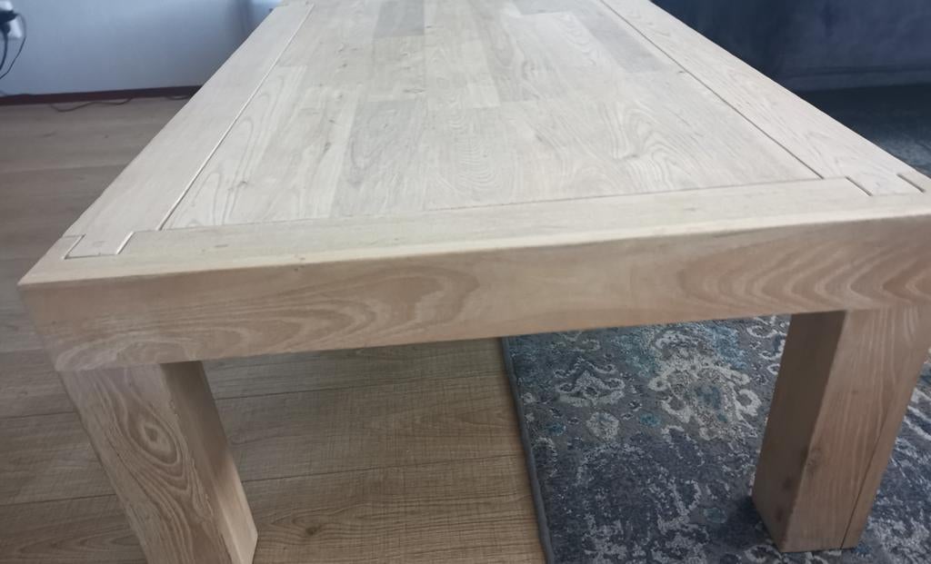 Blank eiken/white wash  salontafel 140x80x42, Huis en Inrichting, Tafels | Salontafels, Ophalen, Gebruikt, 100 tot 150 cm, Eikenhout