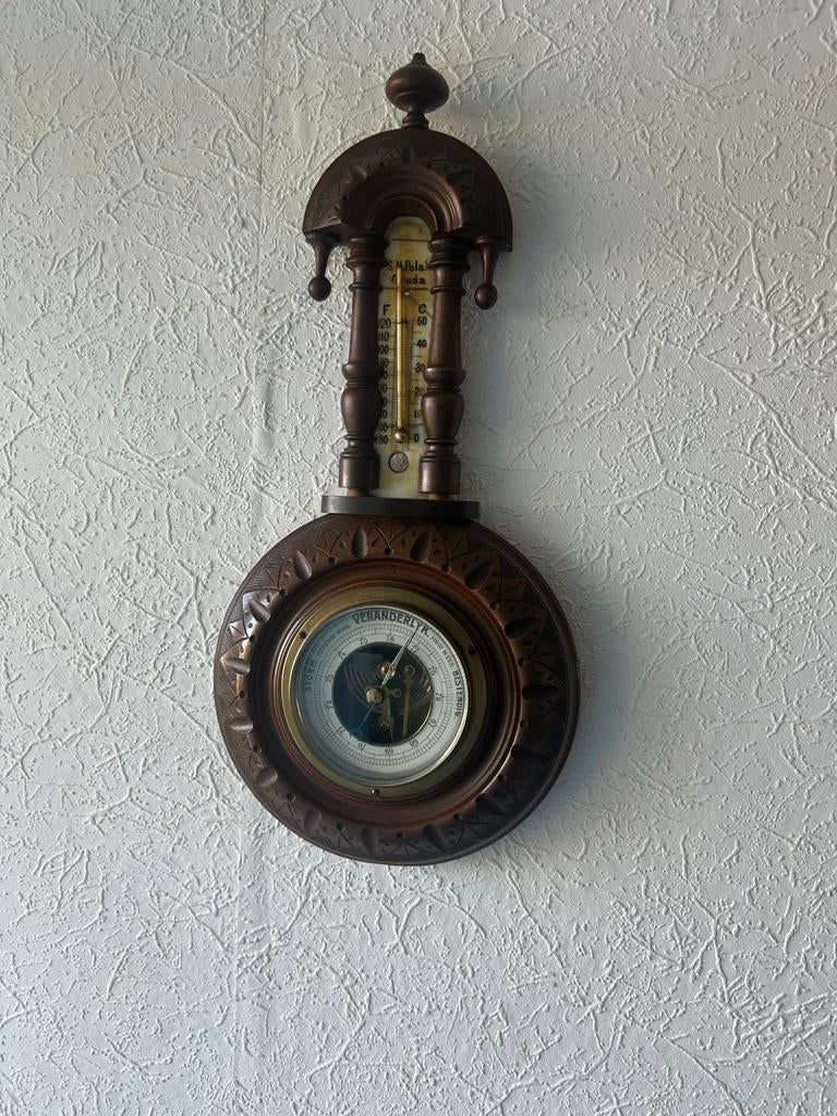 Antieke Barometer en Thermometer van S.H. Polak Gouda, Ophalen of Verzenden, Gebruikt