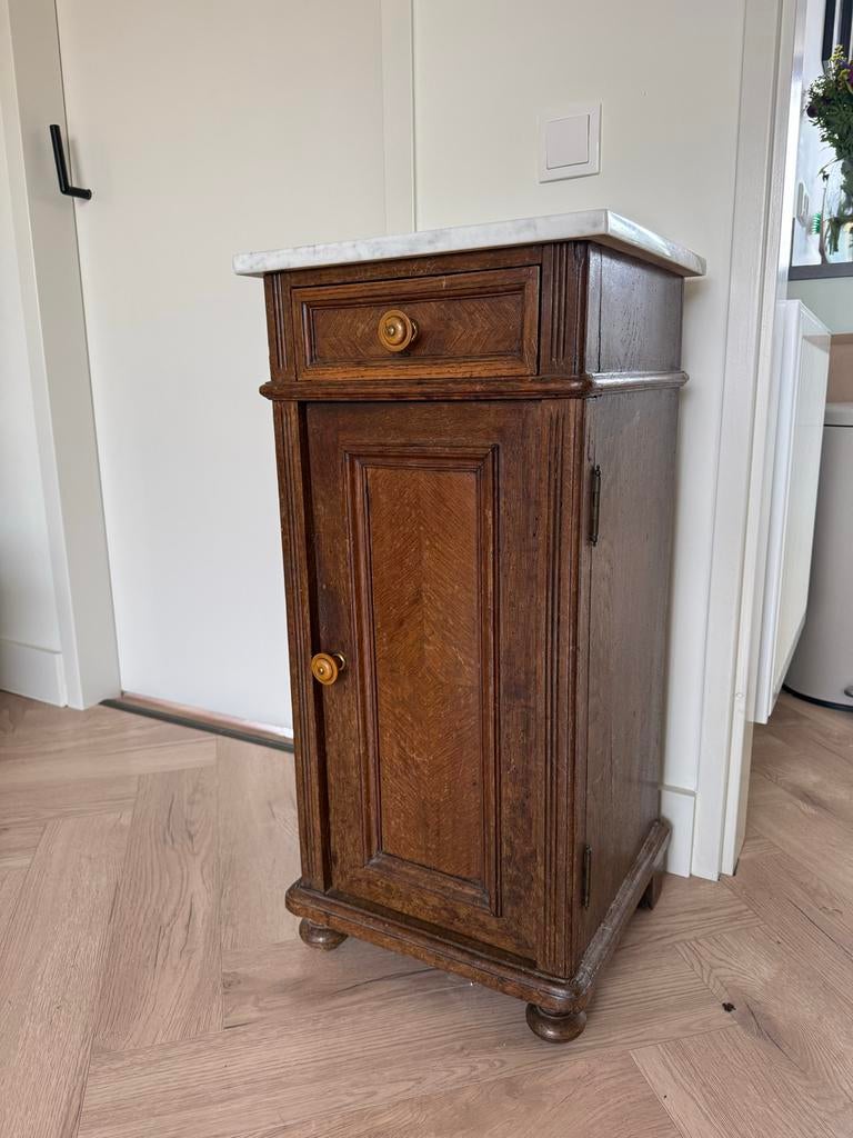 Antiek kastje met marmeren blad - Nachtkastje, Ophalen