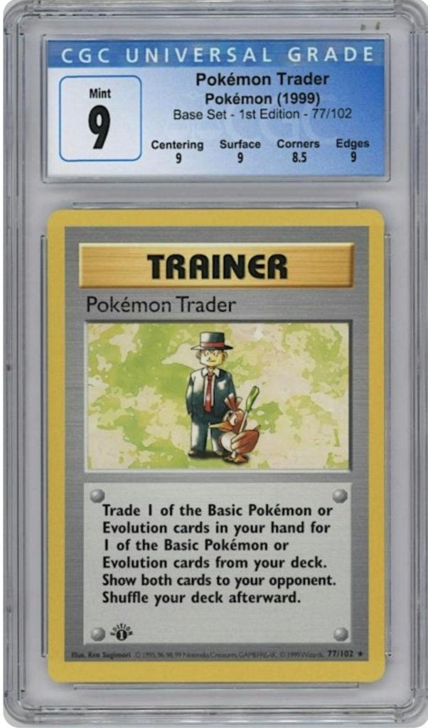 Pokémon Trader - 9CGC - 1st edition 1999, Ophalen of Verzenden, Zo goed als nieuw