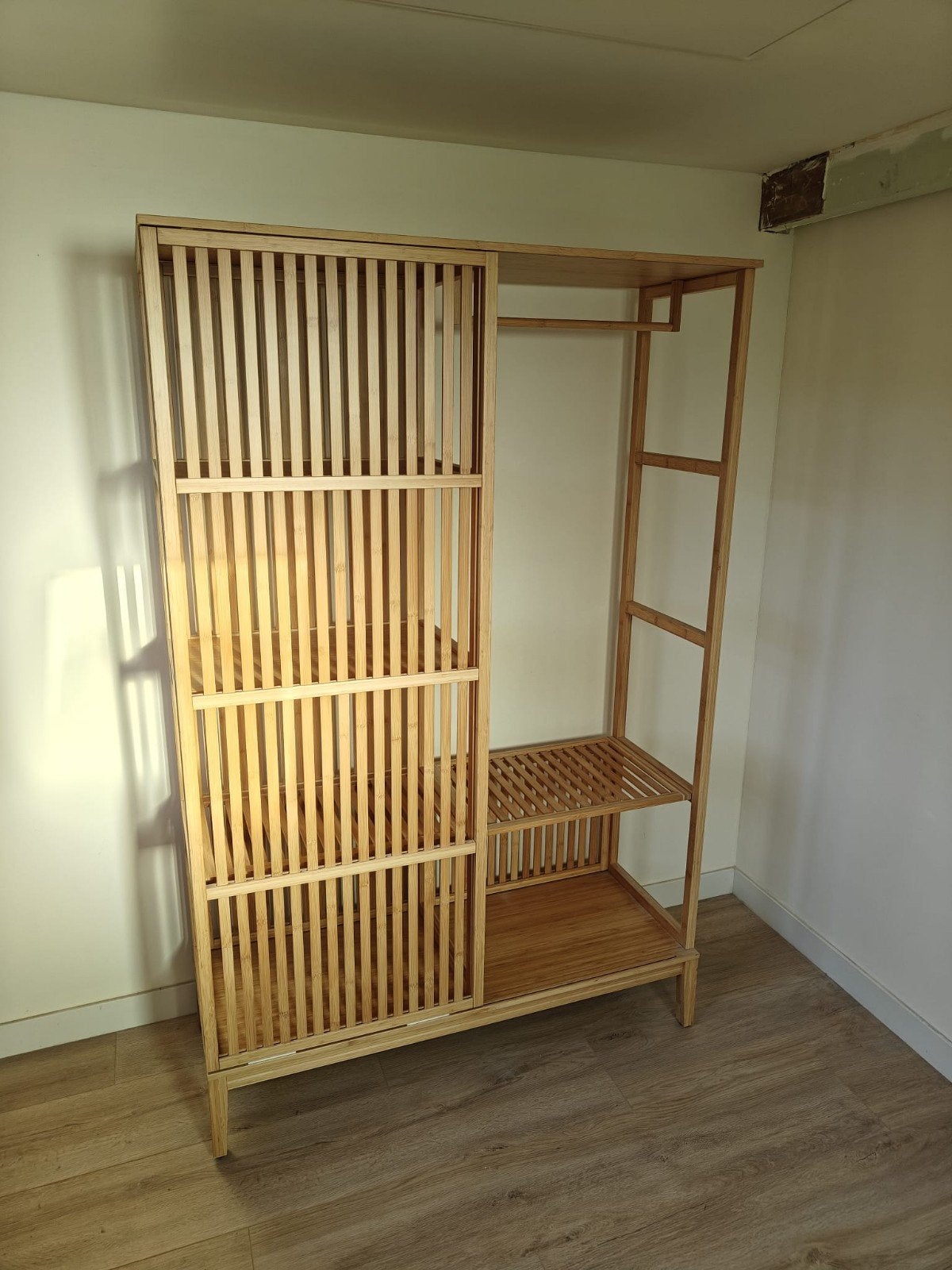 2x kledingkast IKEA NORDKISA Bamboe, Ophalen, 100 tot 150 cm, Modern, Scandinavisch, Met plank(en)