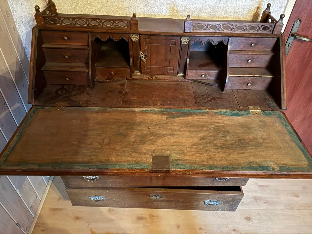 Antieke secretaire / klepbureau - eind 19e eeuw, Antiek en Kunst, Ophalen of Verzenden