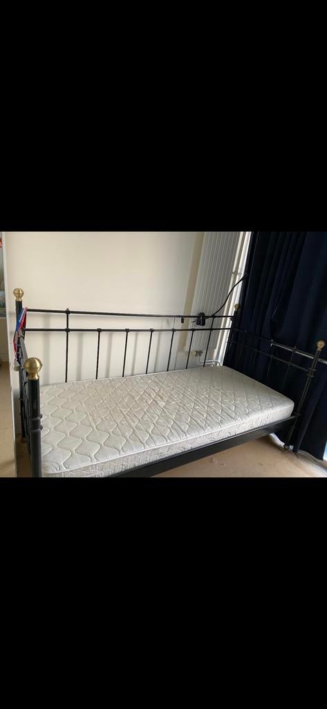 Stalen 1 persoonsbed, 90 cm, Eenpersoons, Zwart, Ophalen of Verzenden