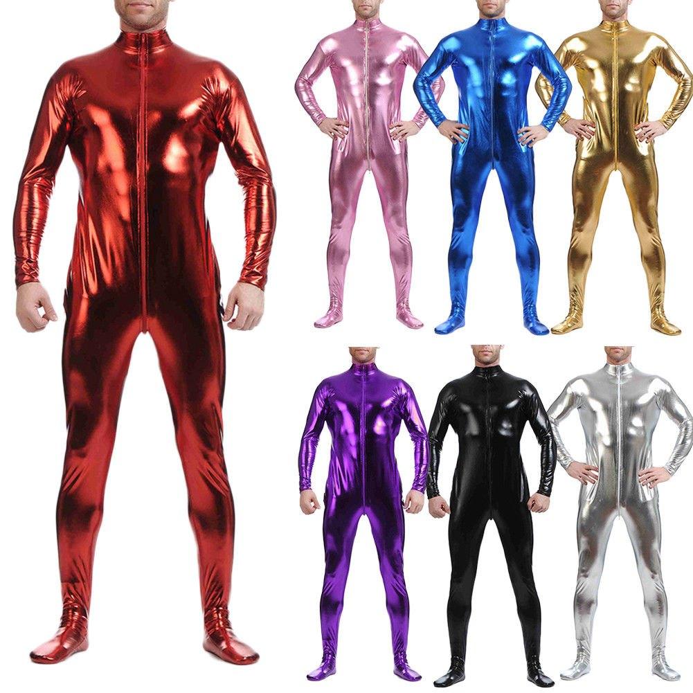 Heren metallic jumpsuit (sexy catsuit wetlook bodysuit pvc), Verzenden, Nieuw, Overige maten, Kleding