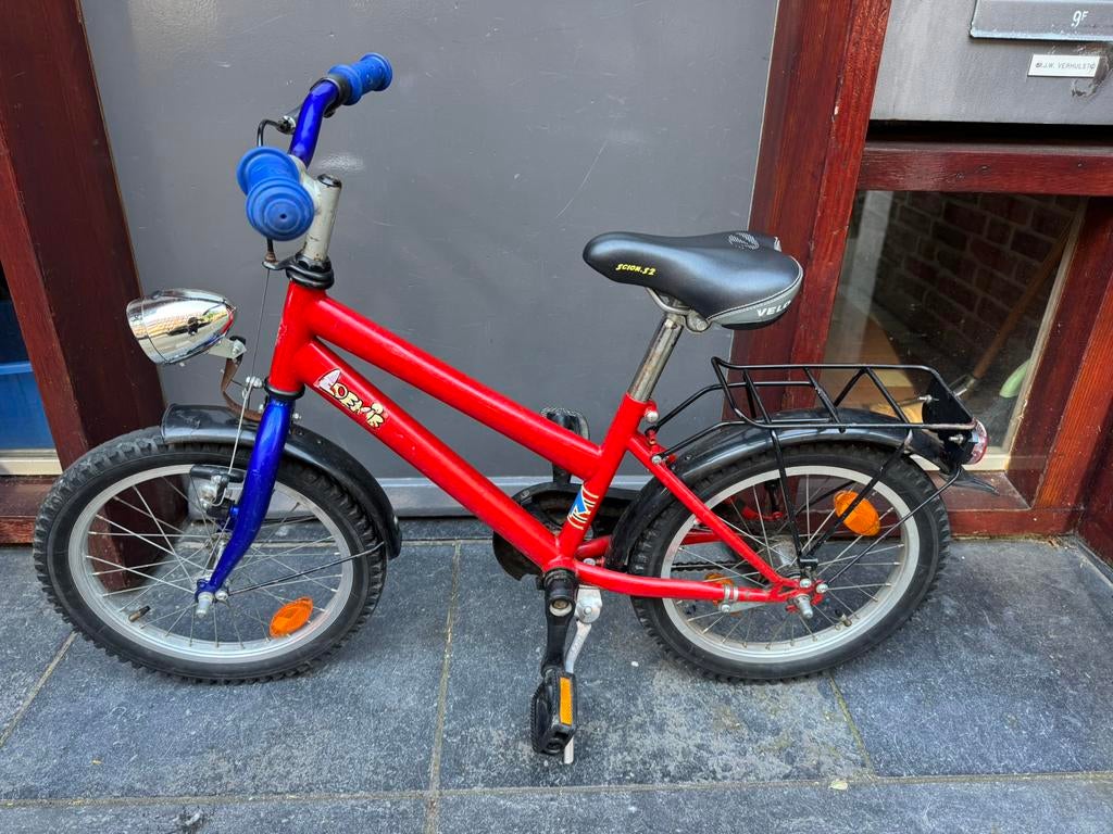 Loekie kinderfiets - 16inch - met voor- en achterlicht, Ophalen, Zo goed als nieuw, Terugtraprem, 16 tot 20 inch