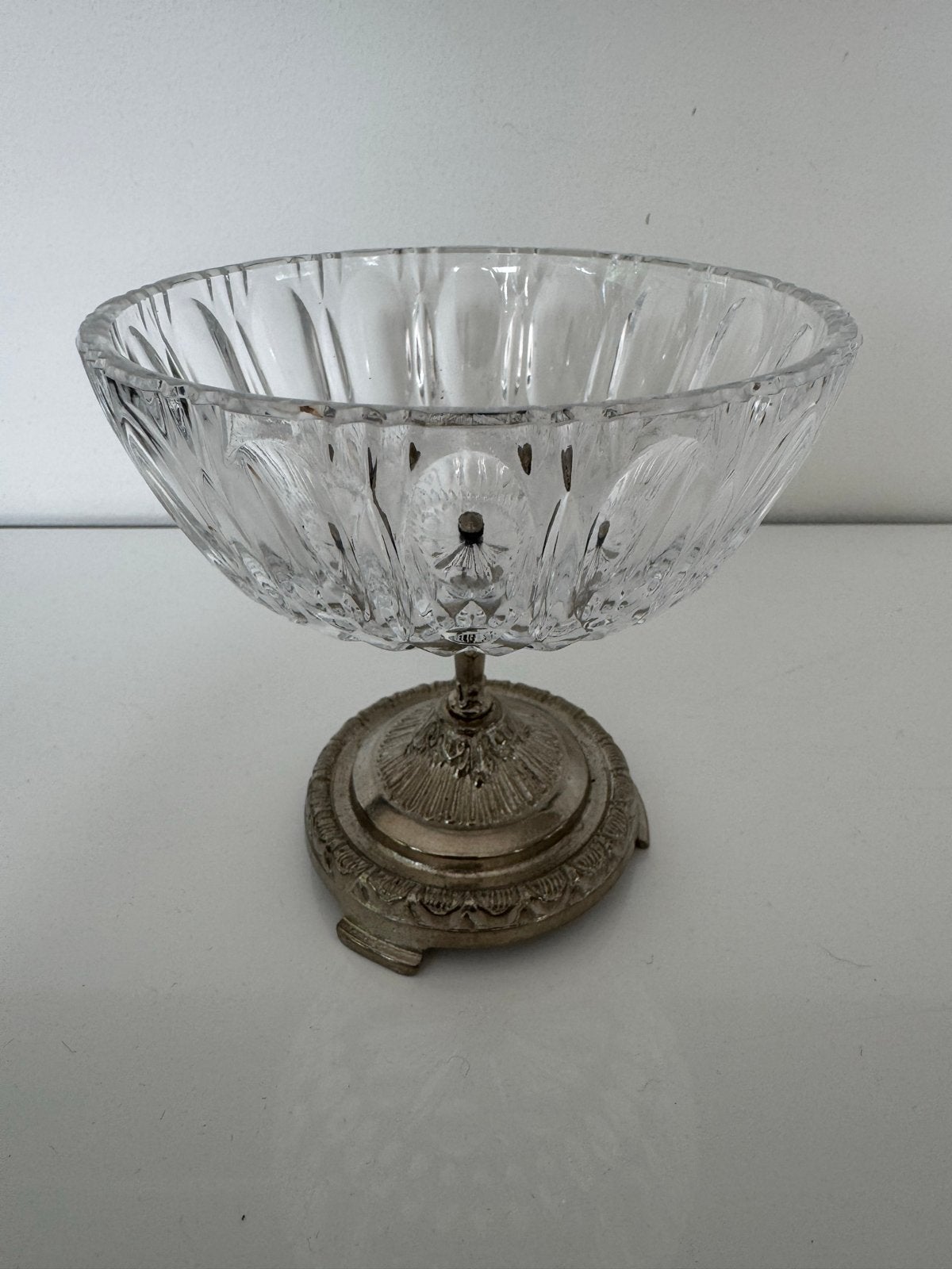 Decoratieve kristallen schaal op metalen voet, Made in Italy, Ophalen of Verzenden