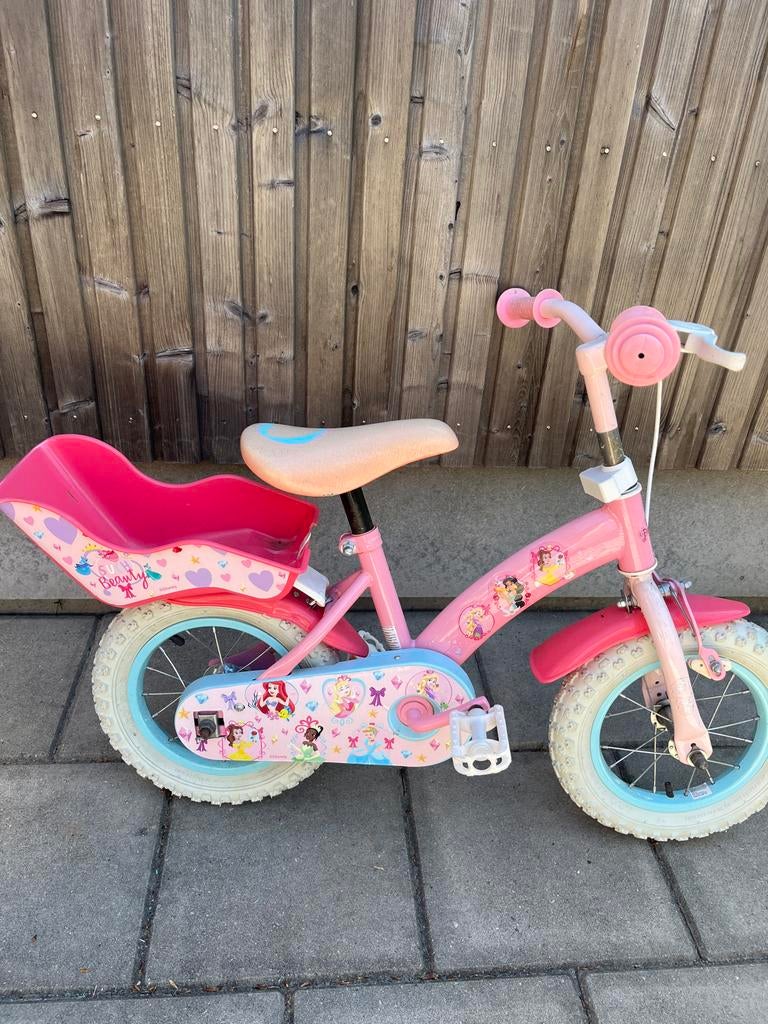Roze kinderfiets met Disney Princess thema, Ophalen of Verzenden, Gebruikt, Velgrem, 16 tot 20 inch