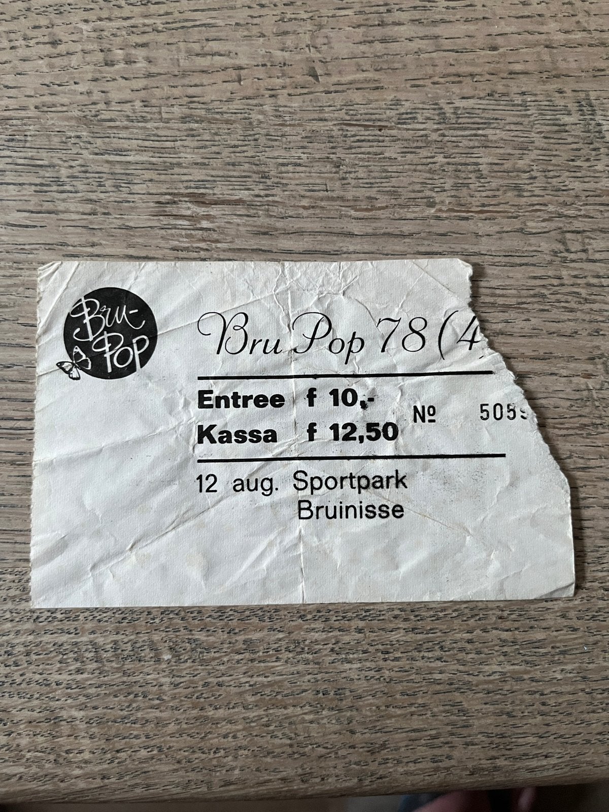 Bru Pop 1978 - entreebewijs / ticket / kaartje, Ophalen of Verzenden