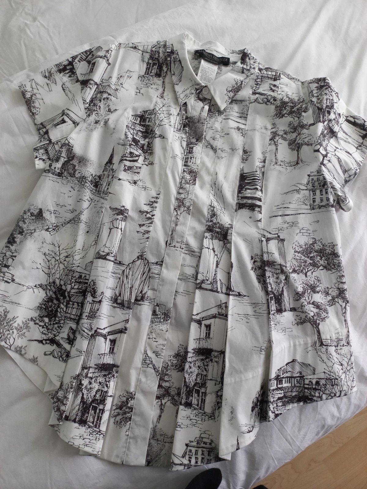 Marina Rinaldi Blouse mt.44 met Toile de Jouy Print, Kleding | Dames, Wit, Maat 46/48 (XL) of groter, Ophalen of Verzenden, Zo goed als nieuw