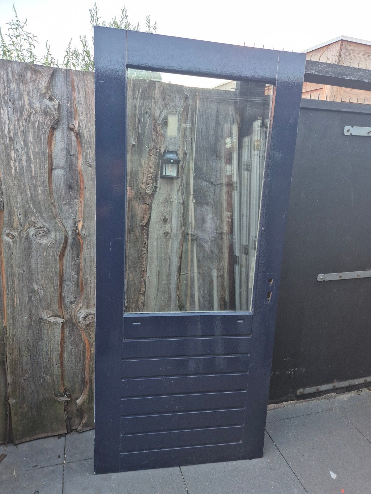 Hardhouten buitendeur. 92.5x211.5cm. Dubbelglas., Ophalen, Gebruikt, 80 tot 100 cm, Buitendeur