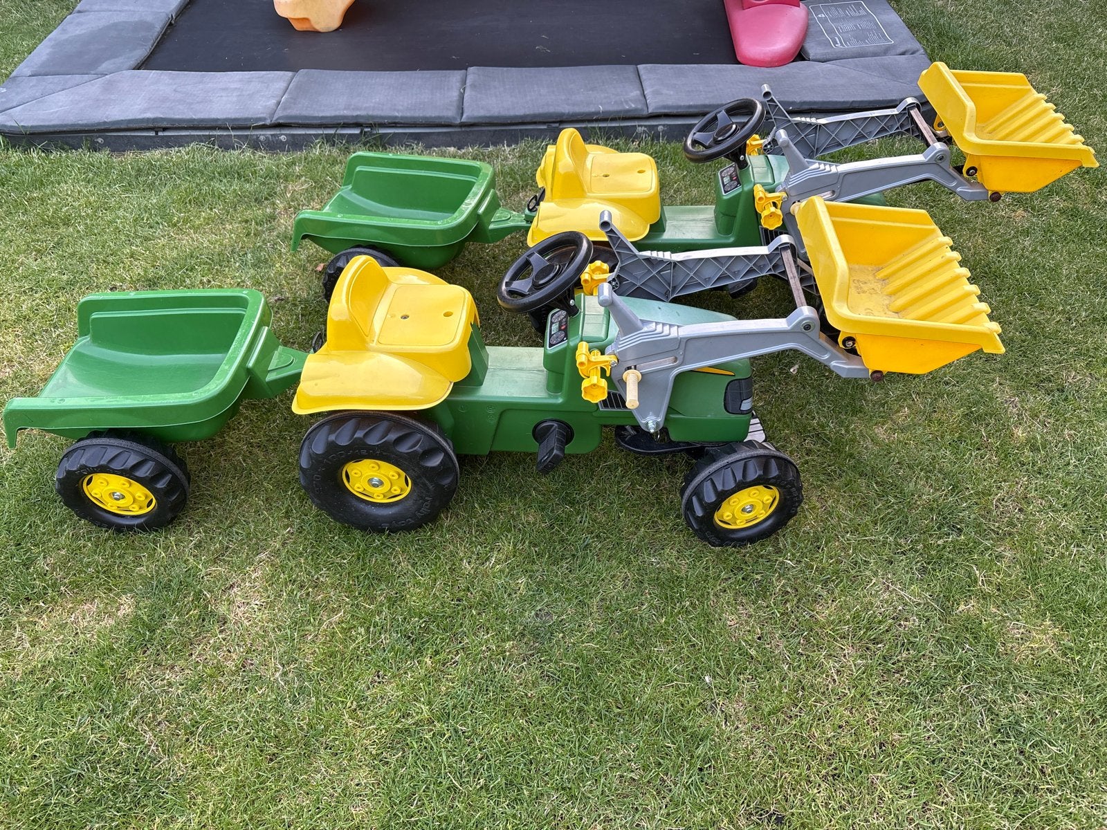 2x Rolly Toys John Deere traptrekker met aanhanger en lader, Ophalen, Gebruikt, Trapvoertuig