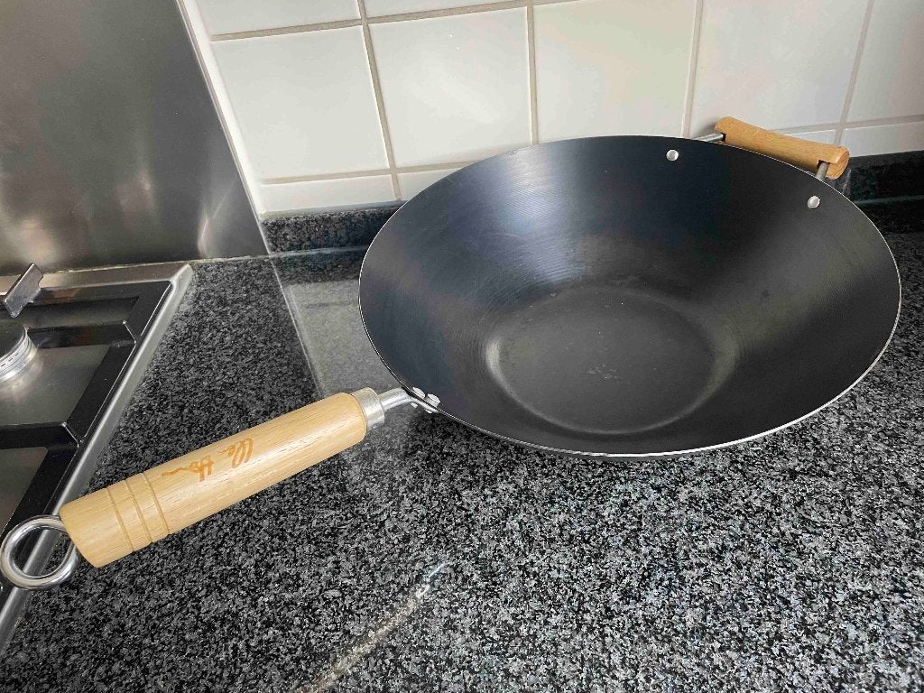 Ken Hom Grote Wok 35 cm, Ophalen of Verzenden, Gebruikt, Gietijzer, Wok