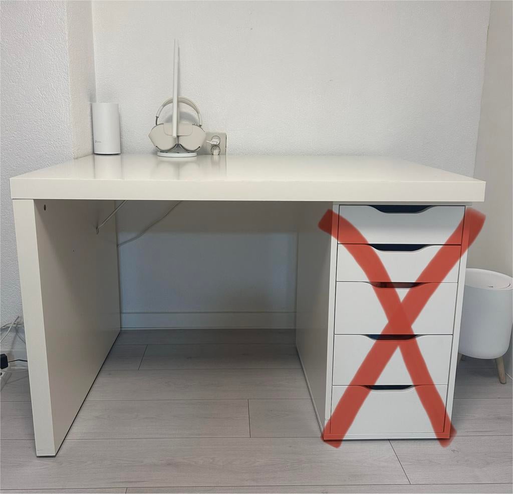 Wit IKEA bureau, ideaal met Kallax kast - 115x78 cm, Ophalen, Gebruikt, IKEA, Wit